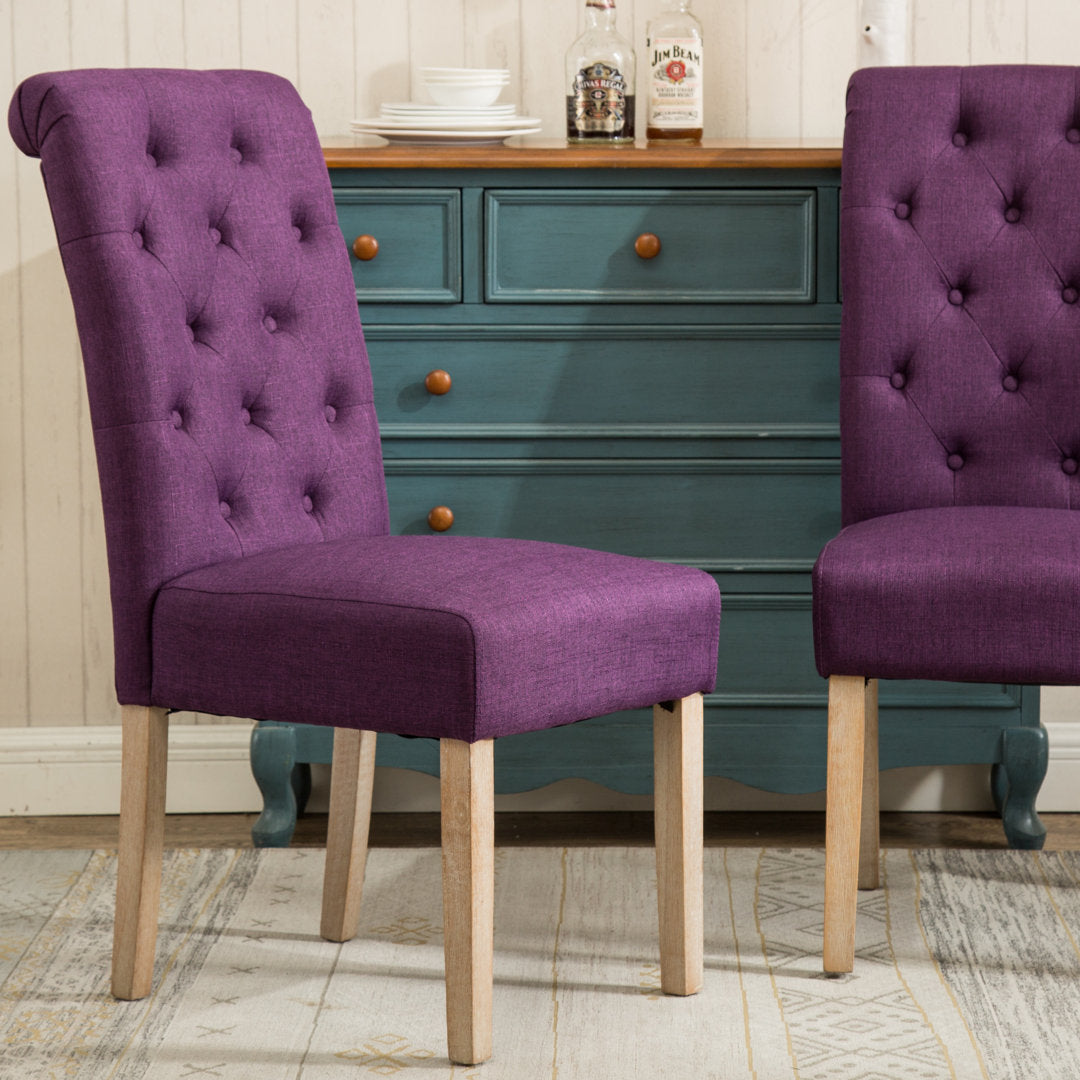 Charlotte Tufted Upholstered Parsons Chair (Set of 2) Red Barrel Studio® Upholstery Color: Purple