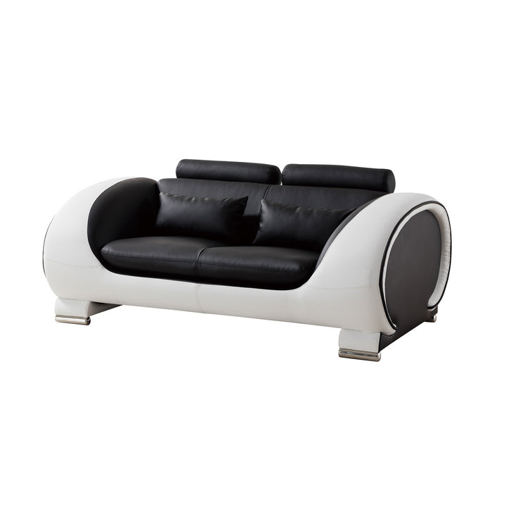 Shryock 65" Faux Leather Round Arm Loveseat Brayden Studio® Finish: Black/White