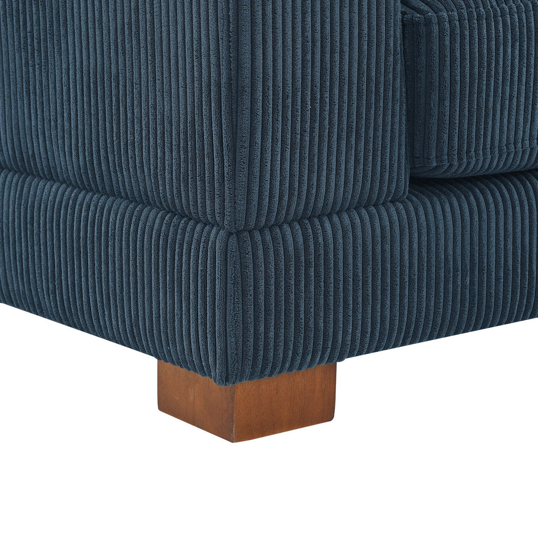Andreco 144" Wide Reversible Modular Corner Sectional with Ottoman Wade Logan® Body Fabric: Dark Blue Corduroy