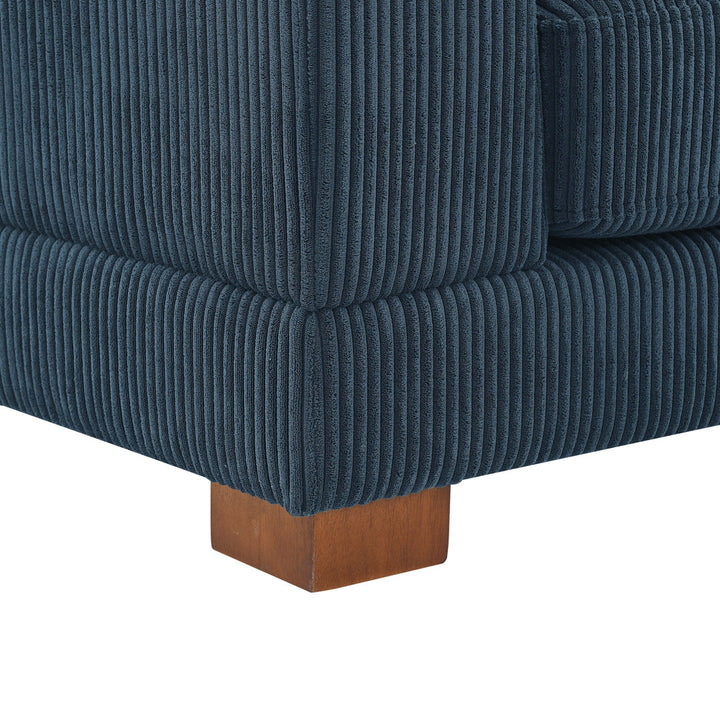 Andreco 144" Wide Reversible Modular Corner Sectional with Ottoman Wade Logan® Body Fabric: Dark Blue Corduroy