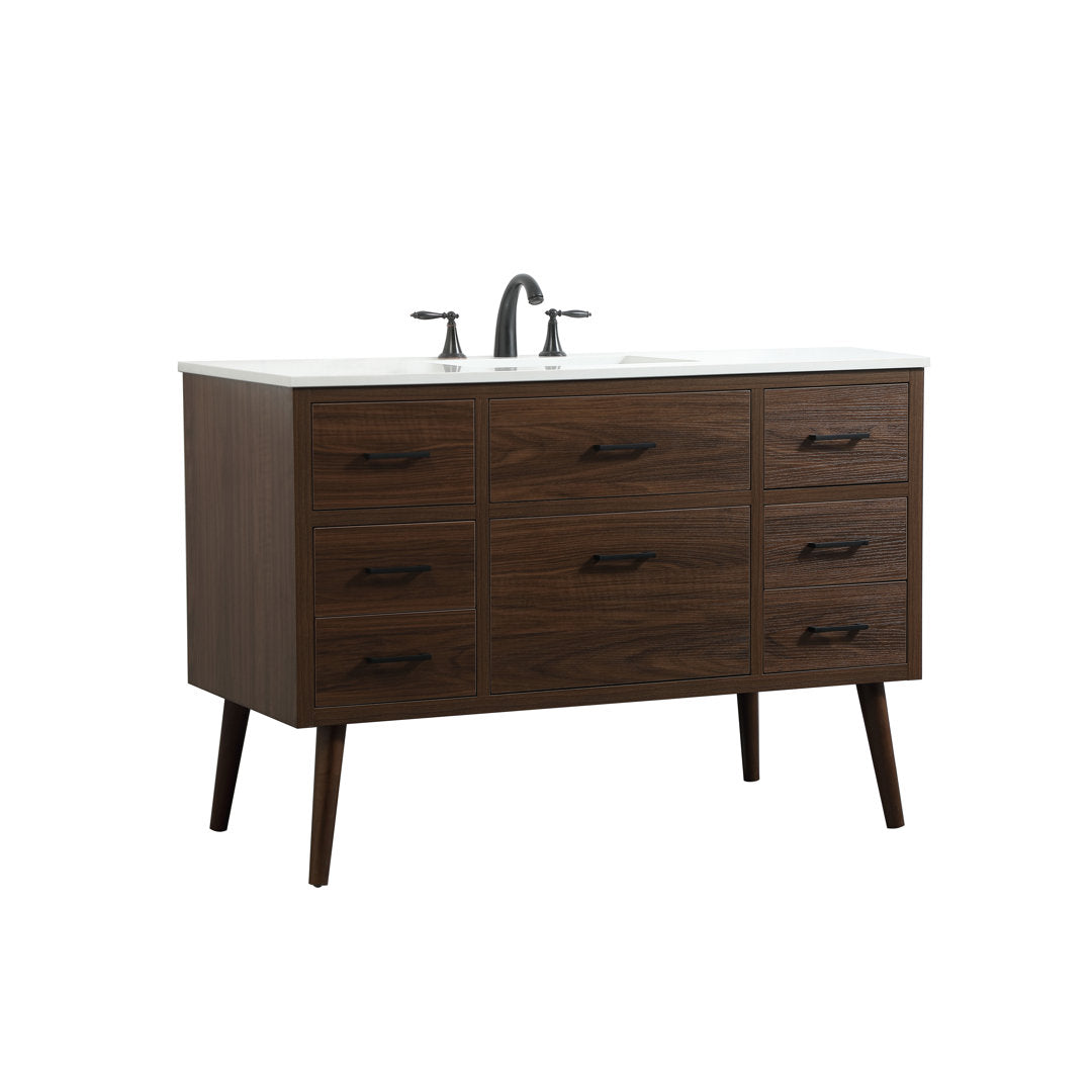 Burkley 48'' Single Bathroom Vanity Set Mercury Row® Base Finish: Walnut