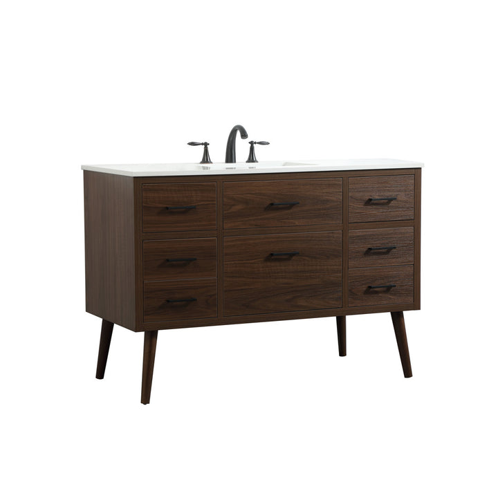 Burkley 48'' Single Bathroom Vanity Set Mercury Row® Base Finish: Walnut