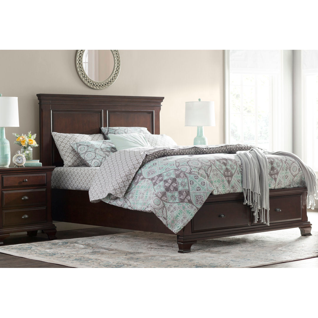 Plattsburgh 3 - Drawer Solid Wood Nightstand in Cherry Three Posts™