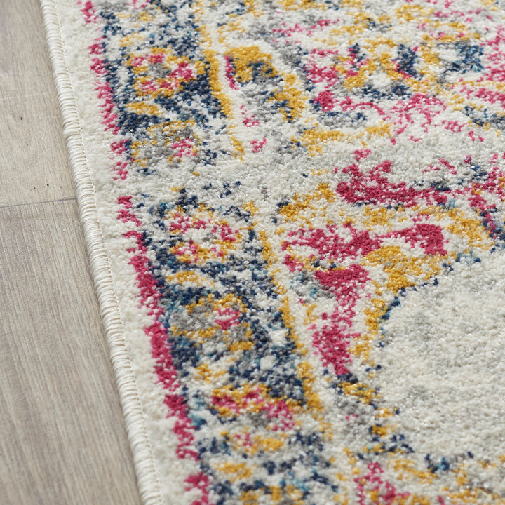 Mcalmont Medallion Power Loomed Performance Pink/Fuchsia Rug Bungalow Rose Rug Size: Round 5'