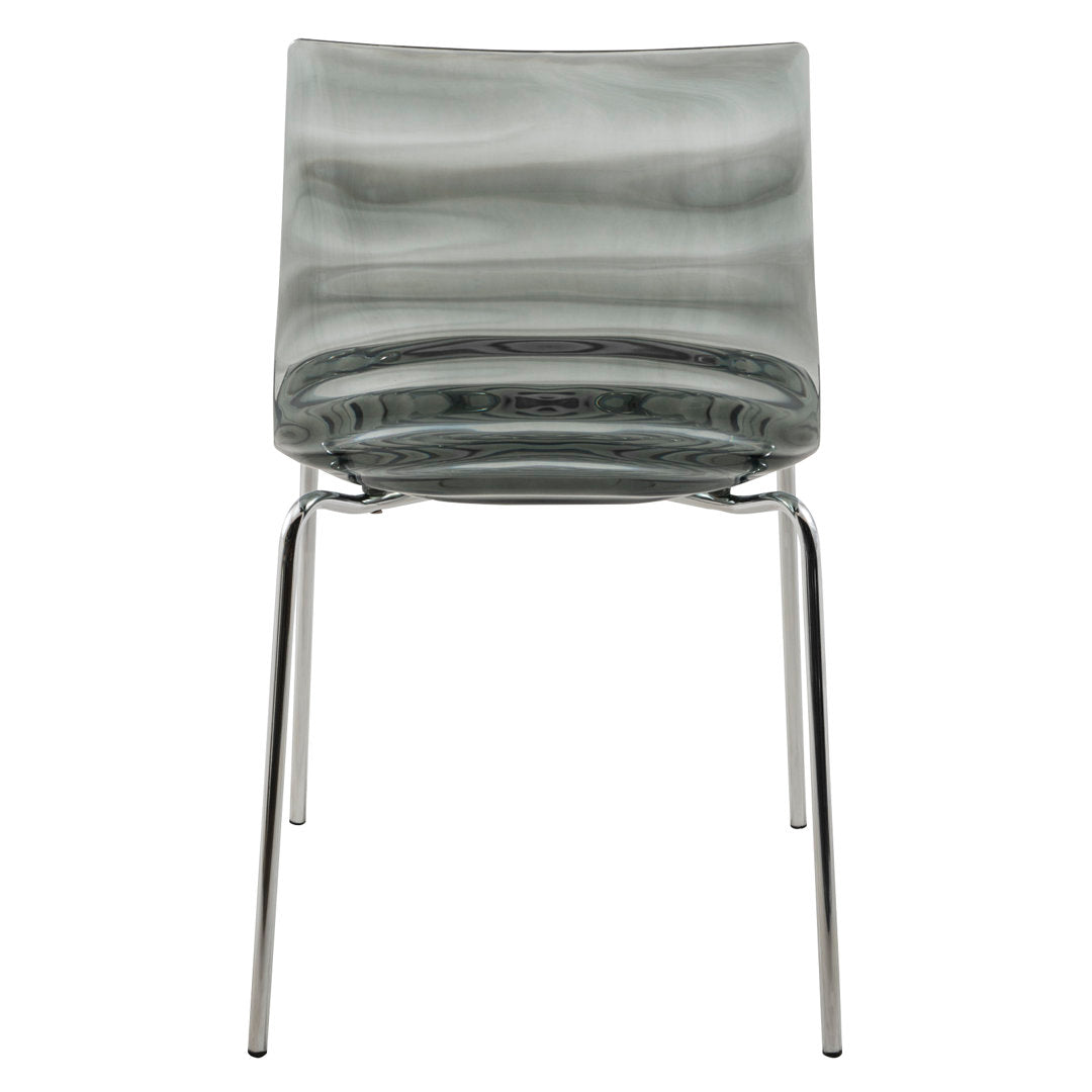 Lerner Plastic Dining Side Chair with Chrome Base Ivy Bronx Color: Transparent Black