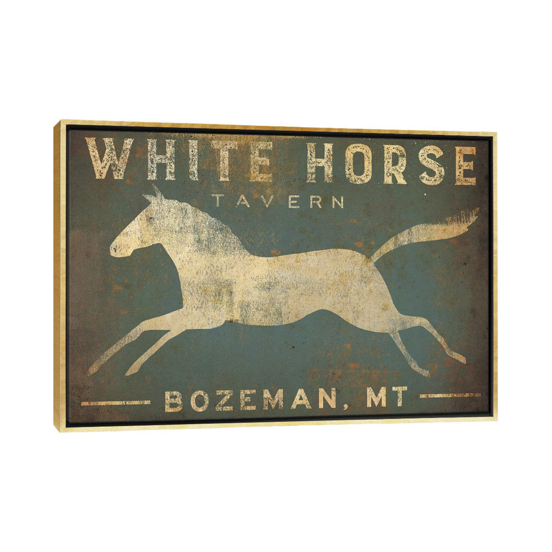 White Horse Tavern Textual Art on Wrapped Canvas East Urban Home Size: 32" H x 48" W x 1.5" D Format: Gold Framed