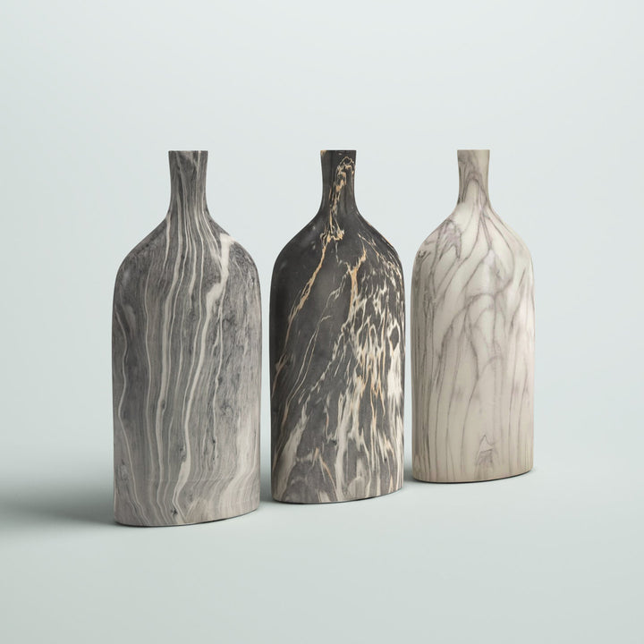 Carllene Black/White/Gray Ceramic Table Vase Set (Set of 3) Brayden Studio®