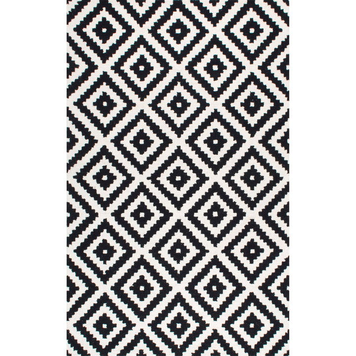 Decca Geometric Handmade Tufted Wool Black/Cream Area Rug George Oliver Rug Size: Rectangle 10' x 13'