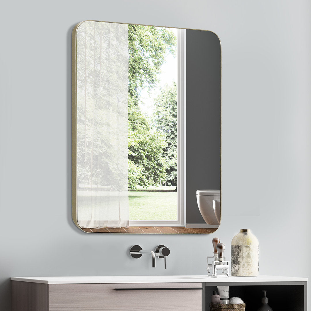 Markhai Modern Accent Mirror Orren Ellis Size: 36" x 24" Finish: Light Champagne