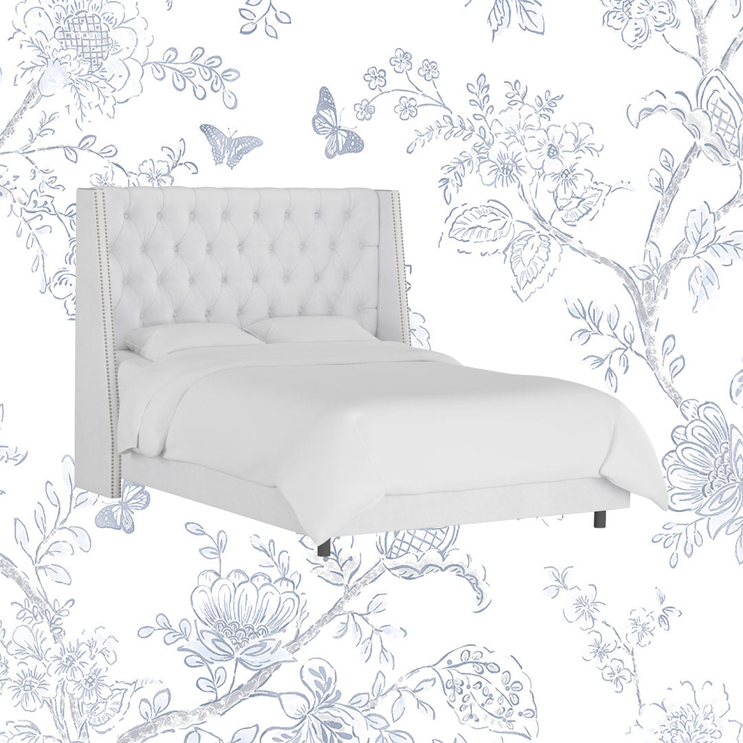 Annabel Upholstered Wingback Bed Kelly Clarkson Home Size: King Body Fabric: Classic White Velvet