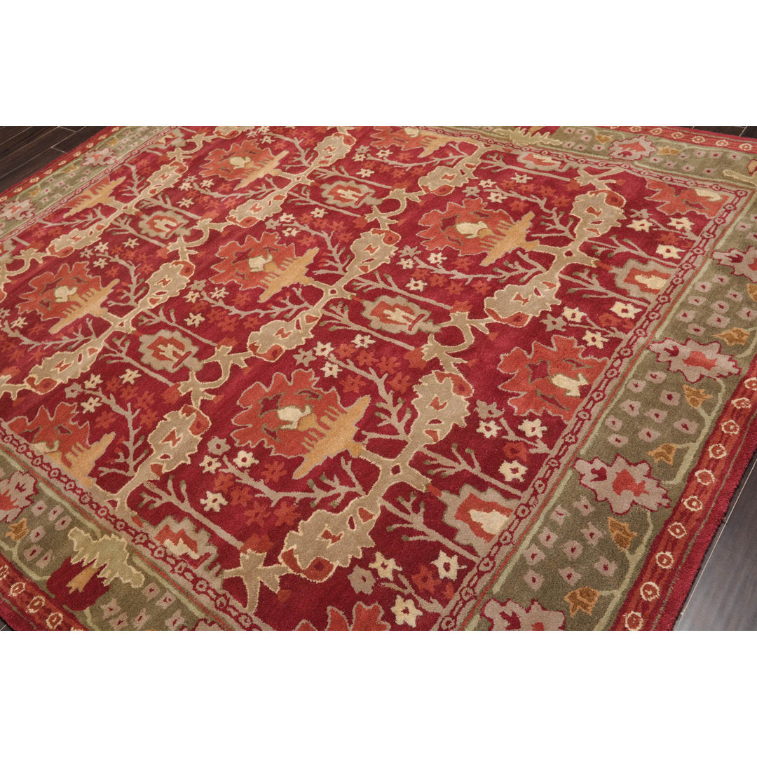 Handmade Tufted Wool Red/Green Area Rug Oriental Rug of Houston Rug Size: Rectangle 7'9'' x 9'9''