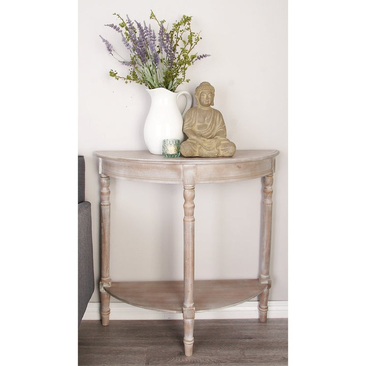 Mcbroom Wood Half Moon 1 Shelf Console Table Ophelia & Co. Color: Light Brownish Gray