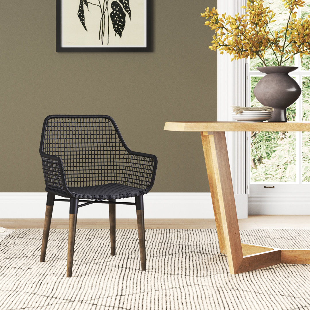 Brixley Wicker/Rattan Slat Back Arm Chair Sand & Stable™ Color: Black