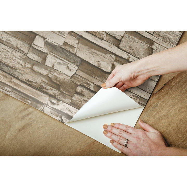 Simonska Stacked Stone 16.5' L x 20.5" W Peel and Stick Wallpaper Roll Lark Manor™