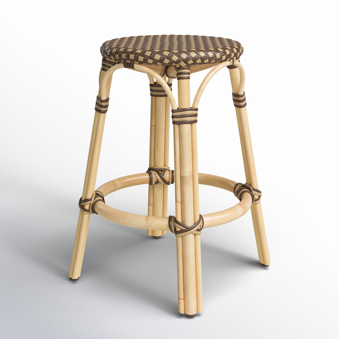 Alastair Bar & Counter Stool Birch Lane™ Color: Brown/Tan Dot/Natural Rattan Frame Seat Height: Counter Stool (24" Seat Height)