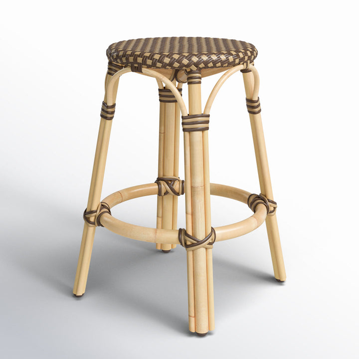Alastair Bar & Counter Stool Birch Lane™ Color: Brown/Tan Dot/Natural Rattan Frame Seat Height: Counter Stool (24" Seat Height)