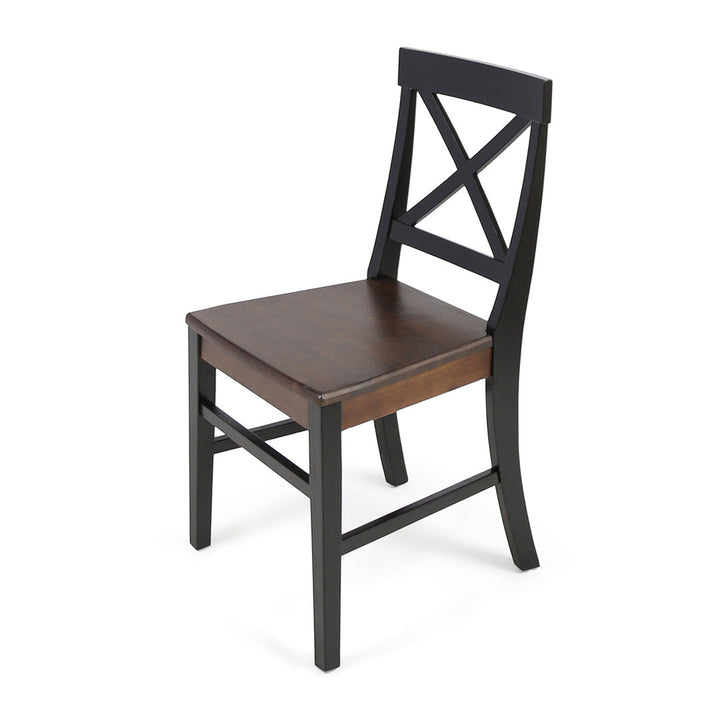 Hitz Solid Wood Cross Back Side Chair (Set of 2) Charlton Home® Color: Black/Walnut