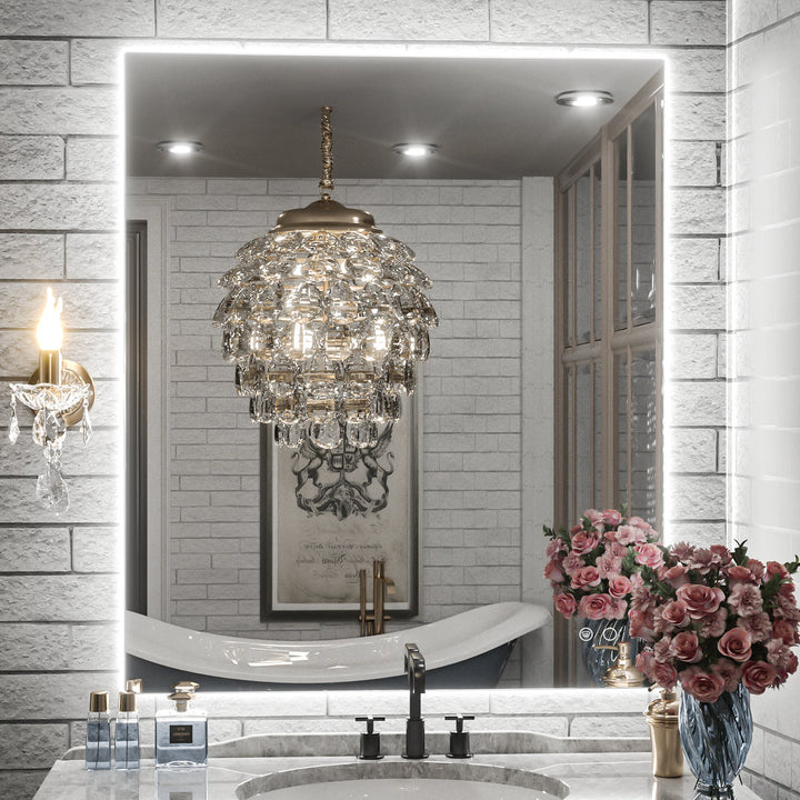 Adorna LED Backlit Frameless Lighted Bathroom Vanity Mirror Wall Mirror Dimmable Anti Fog Orren Ellis Size: 30" x 36"