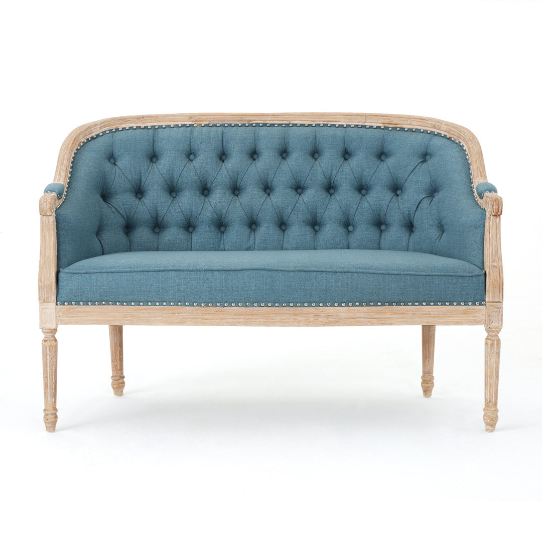 Atenea 49.5'' Upholstered & Birch Wood Loveseat August Grove® Upholstery Color: Blue