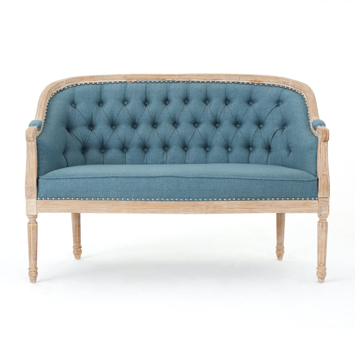 Atenea 49.5'' Upholstered & Birch Wood Loveseat August Grove® Upholstery Color: Blue