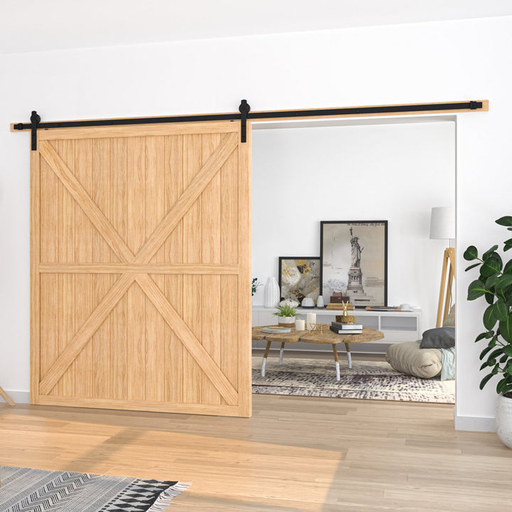 I Shape Heavy Duty Standard Single Track Barn Door Hardware Kit 156 in. Track Length HomLux