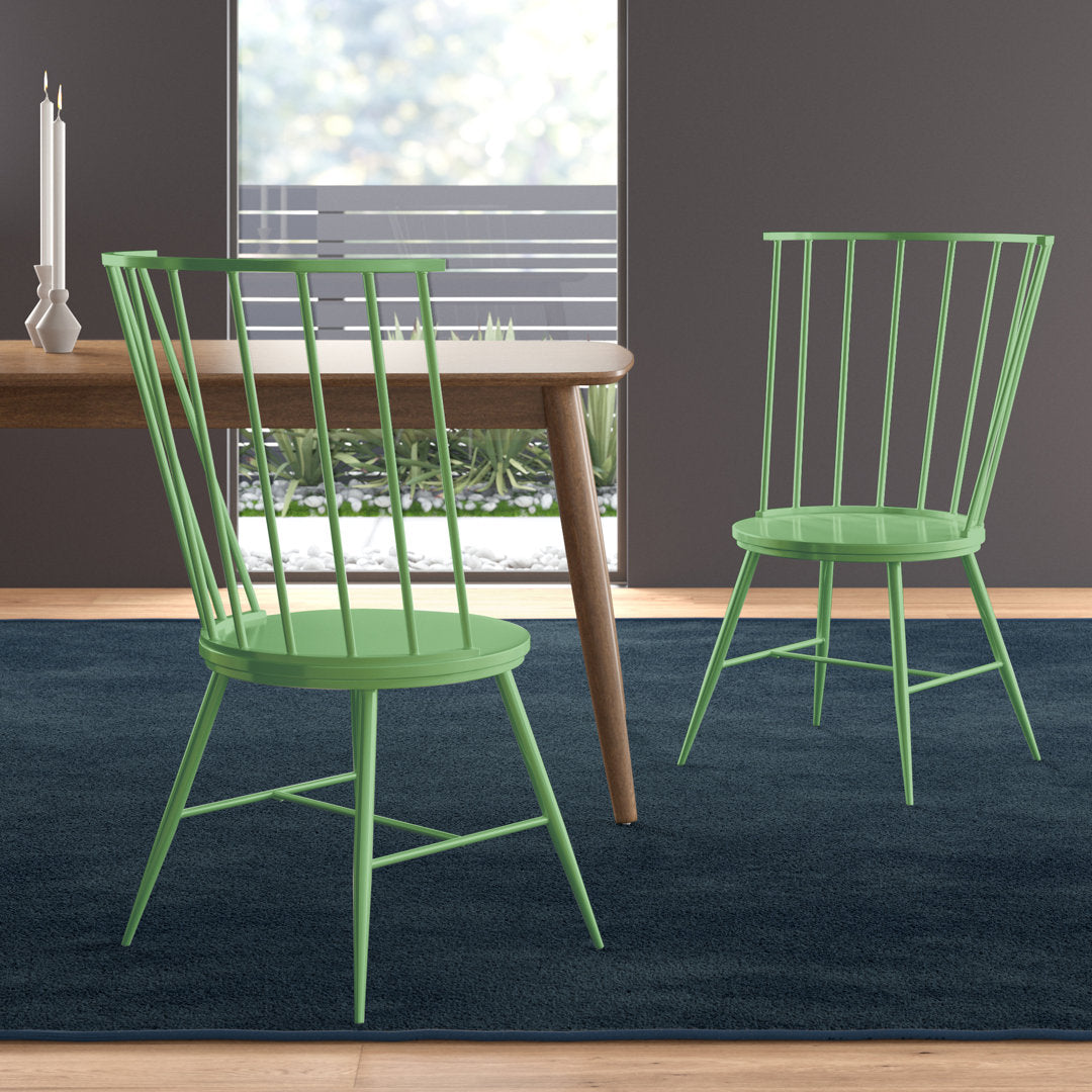 Kennamer Metal Slat Back Side Chair (Set of 2) Laurel Foundry Modern Farmhouse® Color: Green Meadow