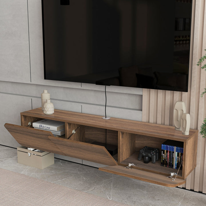 Callysta Floating TV Stand Up to 78" TV's Wall Mounted Media Console Millwood Pines Color: Brown