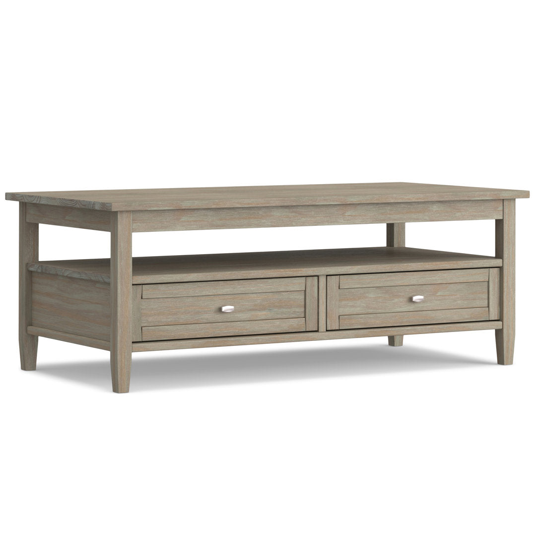 Warm Shaker SOLID WOOD 48 inch Wide Rectangle Transitional Coffee Table Simpli Home Color: Distressed Gray