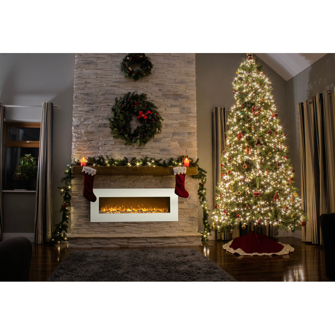 Grimaldi 50-Inch Wall Mounted Electric Fireplace, White Wade Logan®