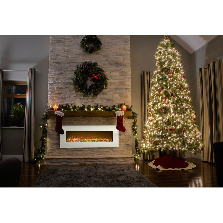 Grimaldi 50-Inch Wall Mounted Electric Fireplace, White Wade Logan®