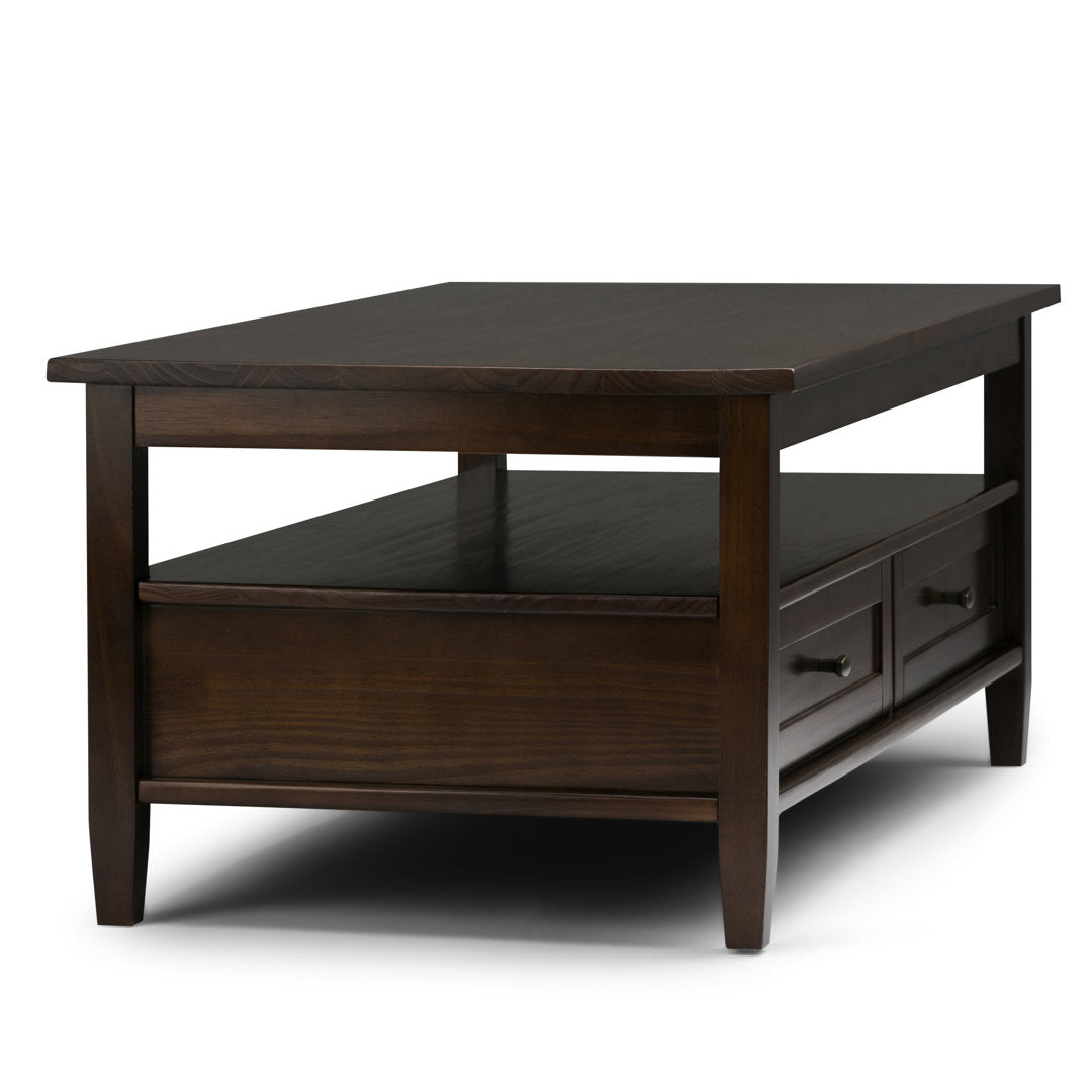 Warm Shaker SOLID WOOD 48 inch Wide Rectangle Transitional Coffee Table Simpli Home Color: Tobacco Brown