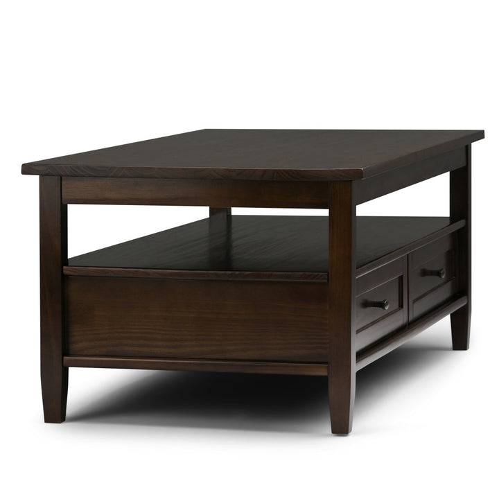 Warm Shaker SOLID WOOD 48 inch Wide Rectangle Transitional Coffee Table Simpli Home Color: Tobacco Brown