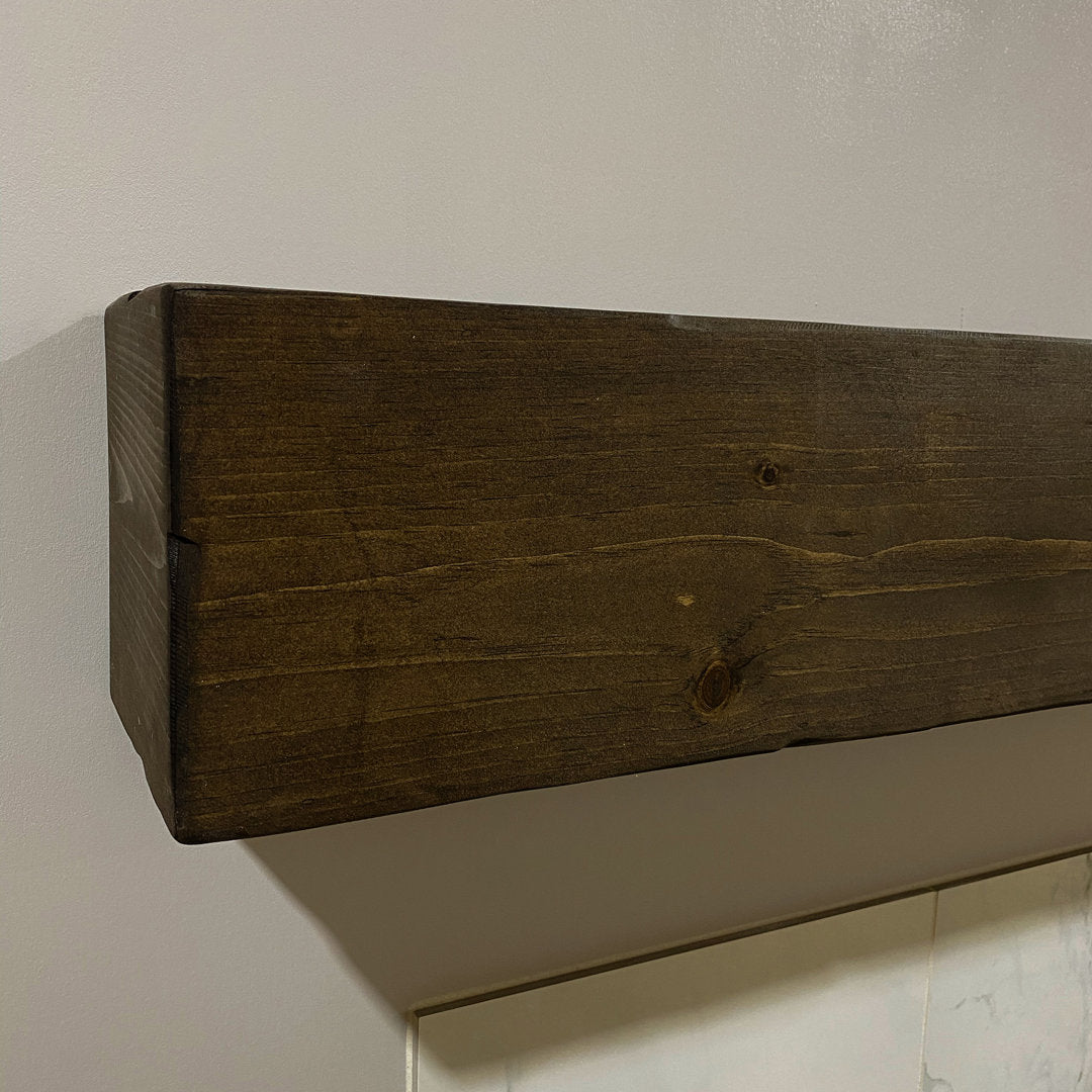 Melodye Rustic Fireplace Shelf Mantel Ebern Designs Shelf Length: 36 in., Finish: Jacobean