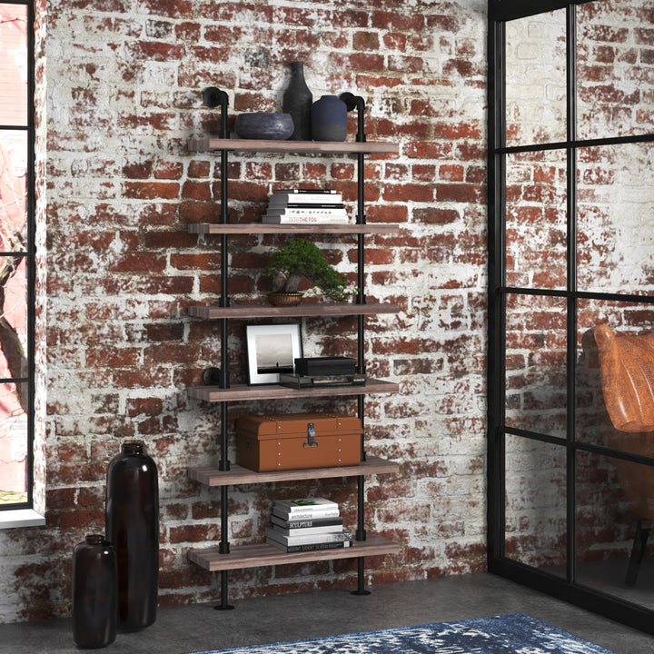 Charter Iron Pipe Wall Mount Ladder Bookcase Steelside™