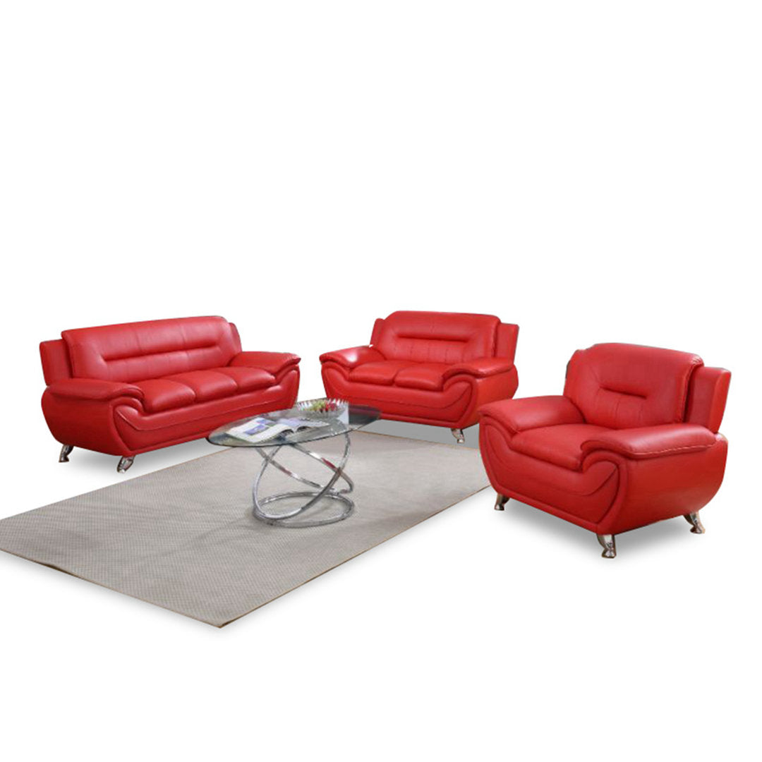 Mulvey 80" Faux Leather Pillow Top Arm Sofa Orren Ellis Upholstery Color: Red
