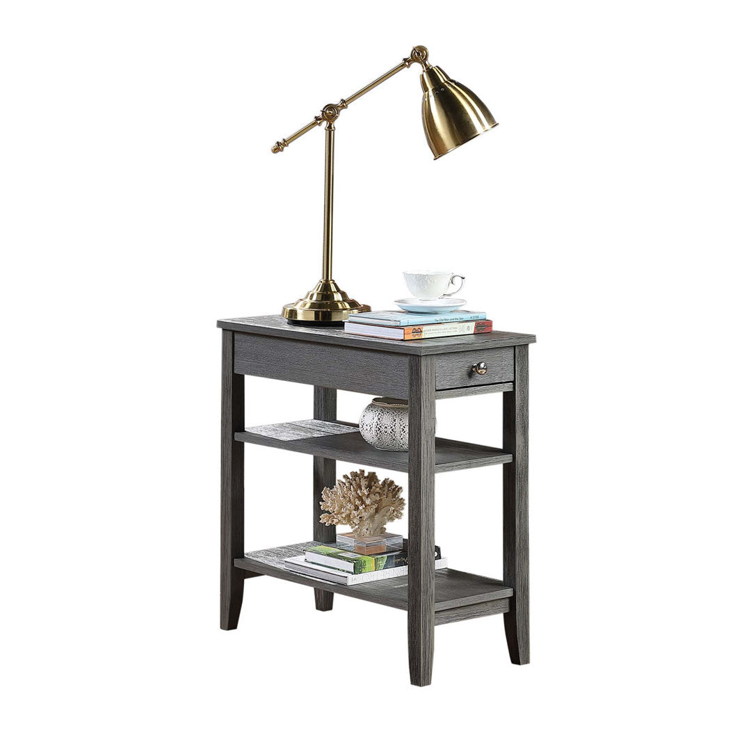 Carbin End Table with Drawer and Shelves Winston Porter Color: Dark Gray Wirebrush