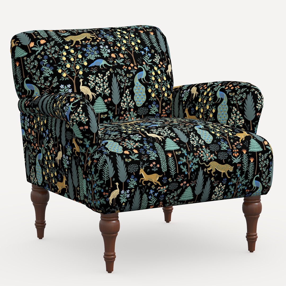 Rifle Paper Co. x Cloth & Company Bristol Armchair Rifle Paper Co. x Cloth & Company Body Fabric: Rpc Menagerie Black Linen
