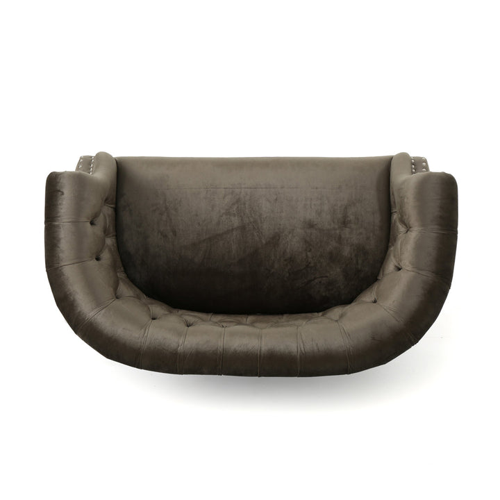 Charlotte 51.5" Velvet Rolled Arm Chesterfield Loveseat Mercer41 Fabric: Gray Velvet