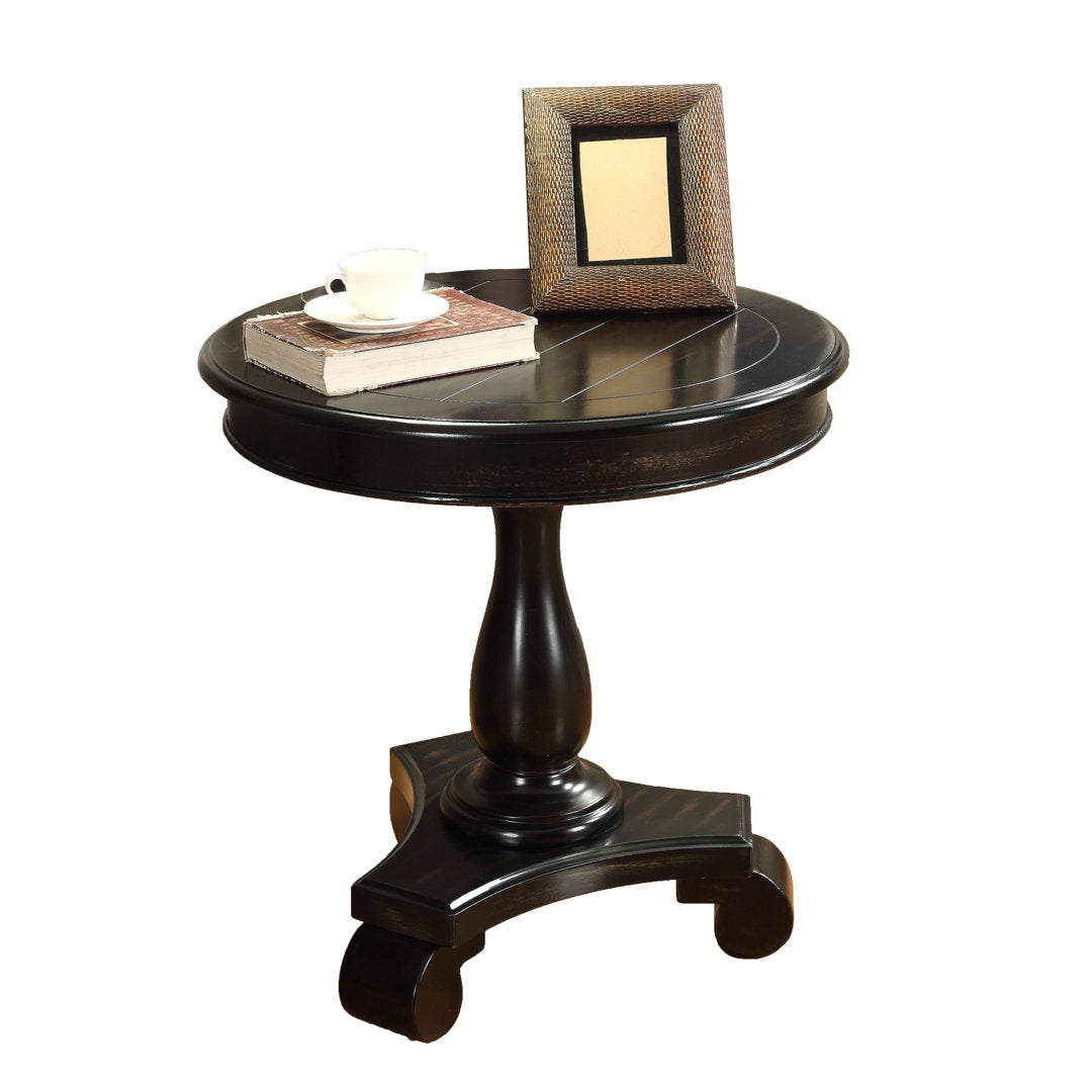 Annable Pedestal End Table Fleur De Lis Living Color: Black