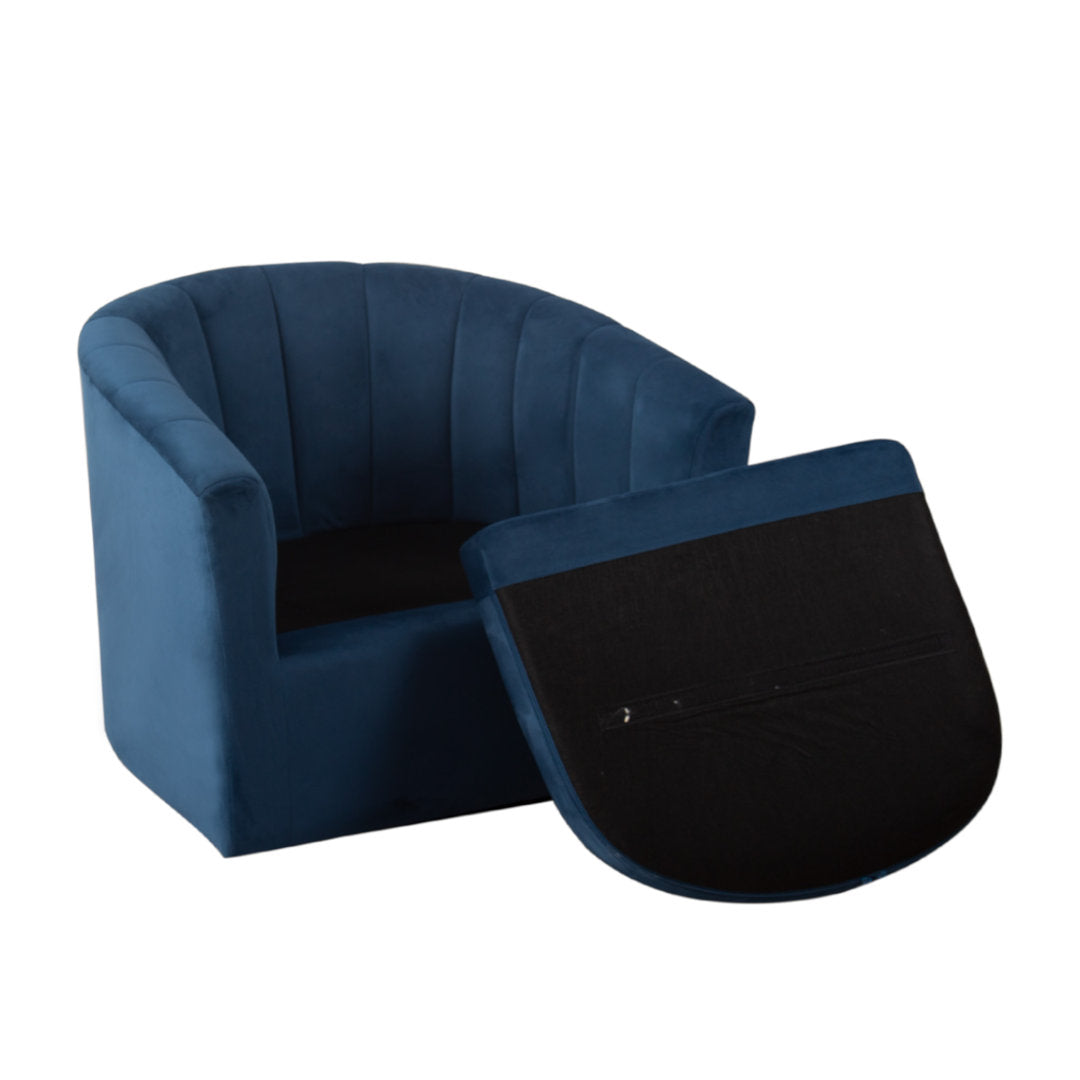 Lydia 29.5" Wide Velvet Upholstered Swivel Barrel Chair Latitude Run® Body Fabric: Blue Cotton Blend