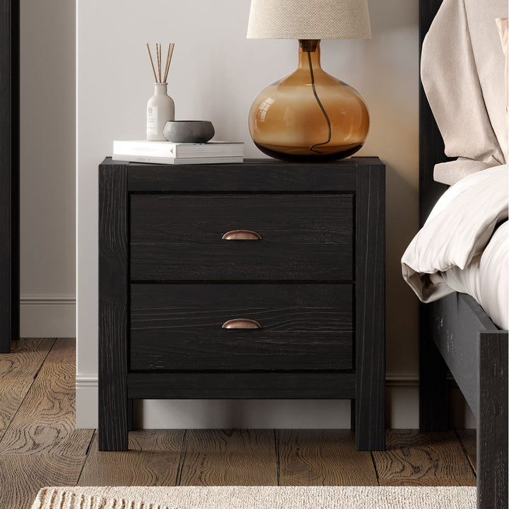 Montauk 2 Drawer Nightstand Grain Wood Furniture Color: Farmhouse Black