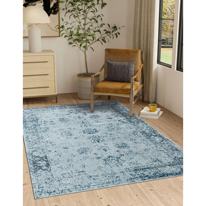 Brandt Abstract Light Blue/Navy Area Rug Mistana™ Rug Size: Rectangle 8' x 11'