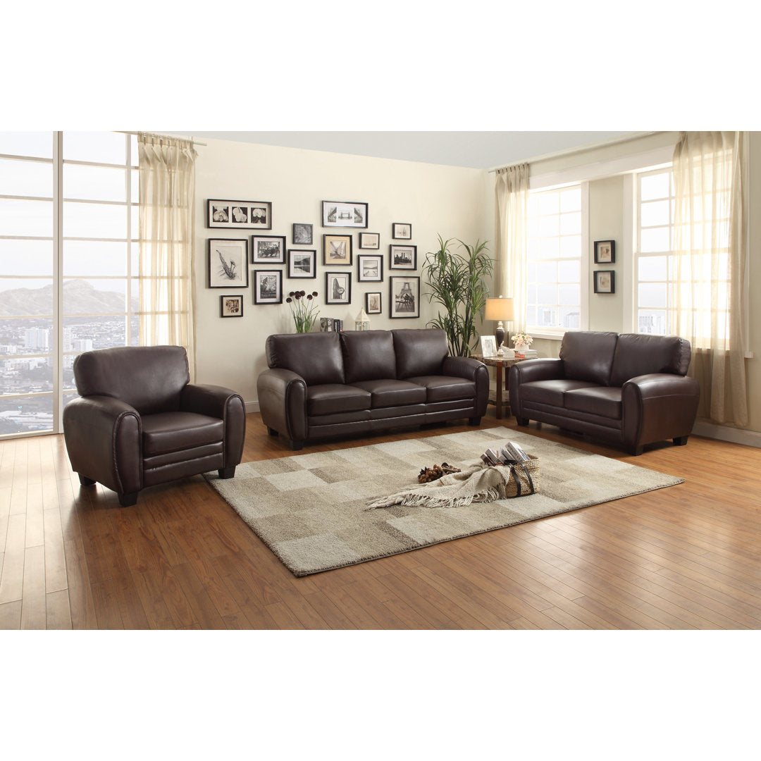 Coombs 85" Faux Leather Round Arm Sofa Lark Manor™ Upholstery Color: Dark
