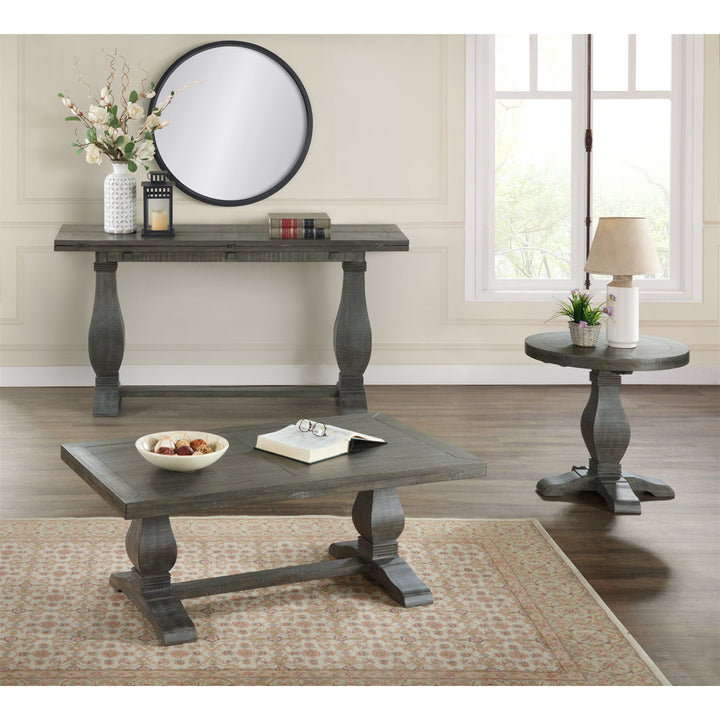 Sarcoline Solid Wood Pedestal Coffee Table The Twillery Co.® Table Top Color/Table Base Color: Gray