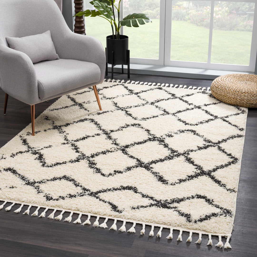 Adeife Moroccan Beige Area Rug Foundry Select Rug Size: Rectangle 8'10" x 12'