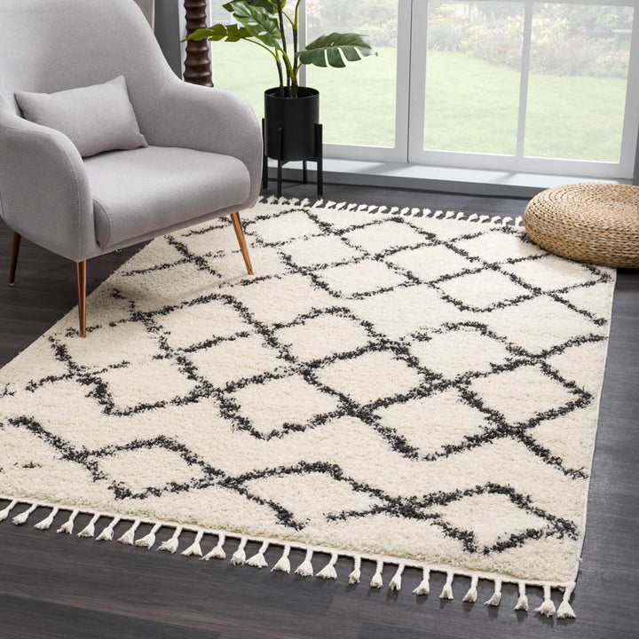 Adeife Moroccan Beige Area Rug Foundry Select Rug Size: Rectangle 8'10" x 12'