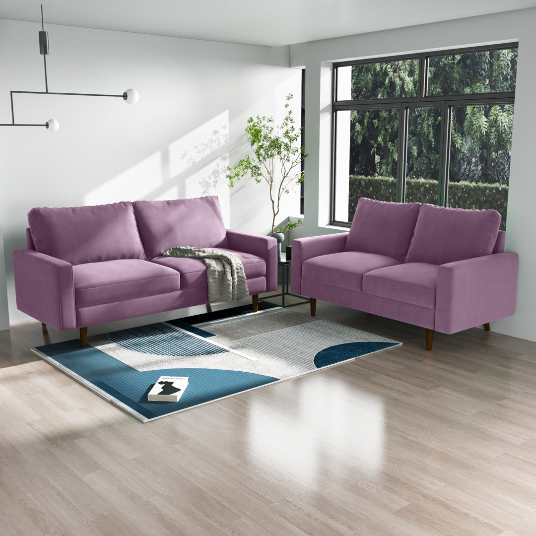Markham 70" Velvet Square Arm Sofa Willa Arlo™ Interiors Fabric: Lavender Polyester