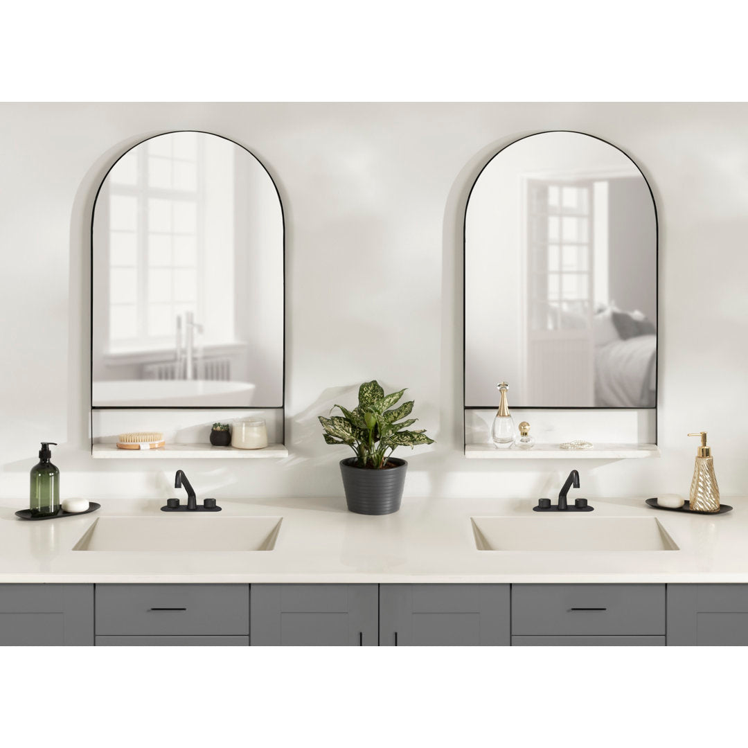 Cielo with Shelves Wall Mirror Joss & Main Size: 34" x 20" Finish: Black/White