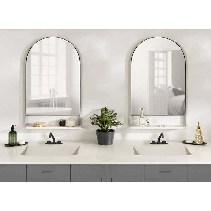 Cielo with Shelves Wall Mirror Joss & Main Size: 34" x 20" Finish: Black/White
