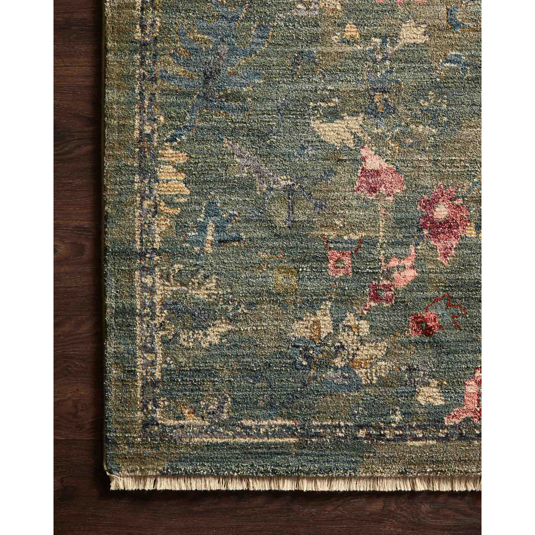 Febbas Oriental Machine Made Power Loom Area Rug in Moss Green Lark Manor™ Rug Size: Rectangle 2'7" x 4'